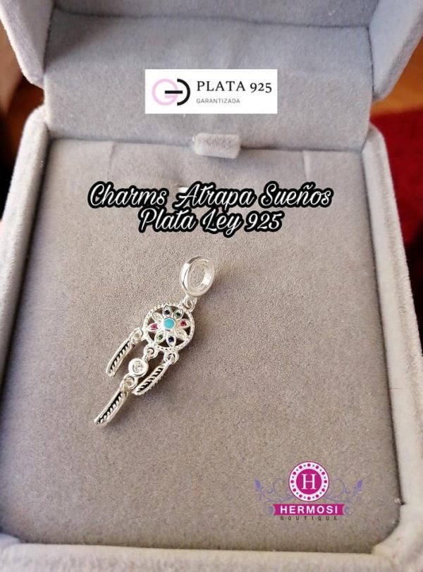 Charms Atrapasueños Plata Ley 925 con circones multicolor - Imagen 3