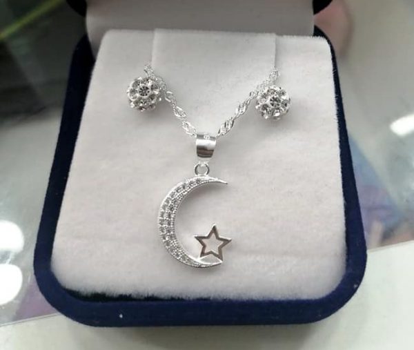 Conjunto Luna y estrella - Plata Ley 925