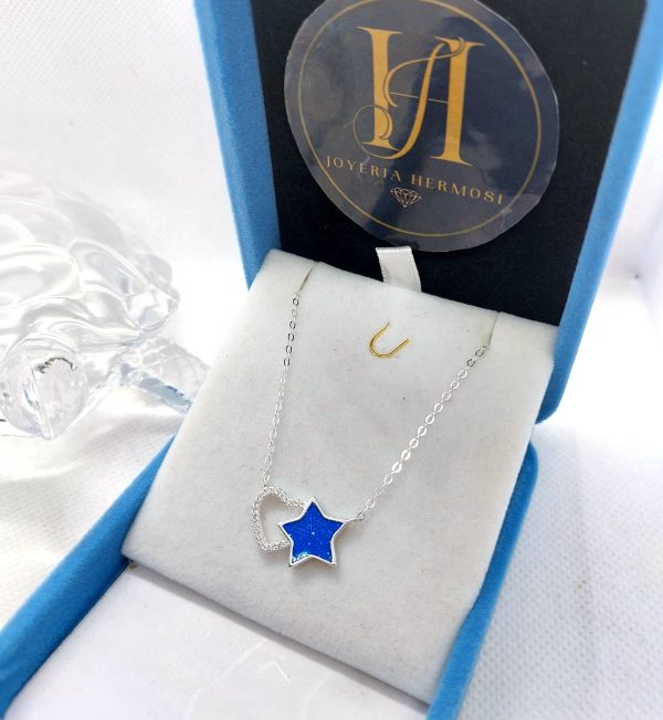 Collar Estrellas y Corazón - Plata Ley 925 - Joyeria Hermosi